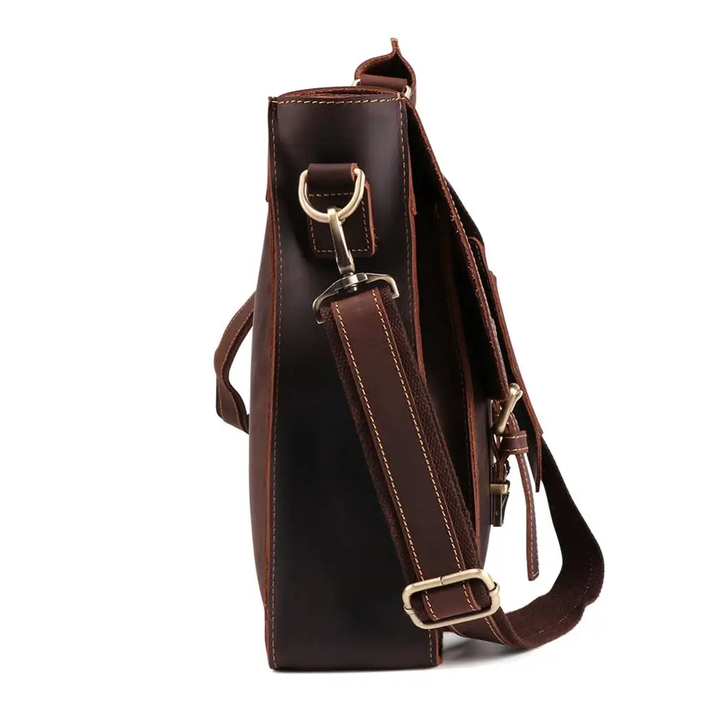 LACHIOUR Men Genuine Leather Handbag Male Business Crossbody Bag  Large Capacity Men's Messenger Bag Male 15.6 inch Laptop Bag