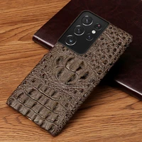 genuine leather 3d crocodile head case for samsung galaxy s21 s22 ultra s20 s21 fe note 20 10 s9 s10 plus a51 a71 a52 a32 a12