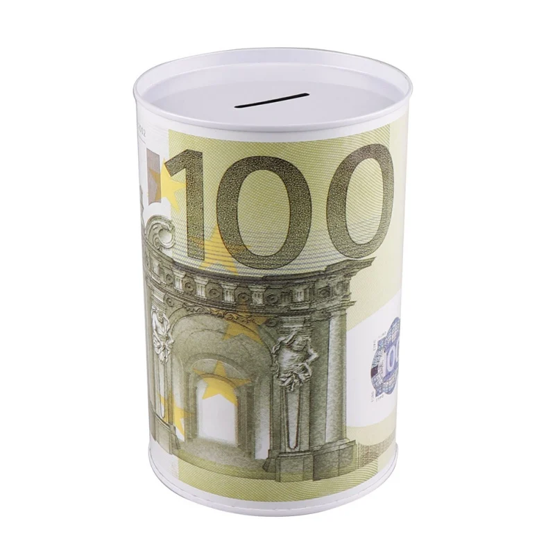 8.5x12.5cm Металлический цилиндр Копилка евро доллар картина коробка экономия денег коробка украшения дома Y - Цвет: 8.5x12.5cm