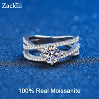 real moissanite rings 14k white gold plated 4 prong petite twisted vine 1ct diamond engagement ring promise gift bridal jewelry