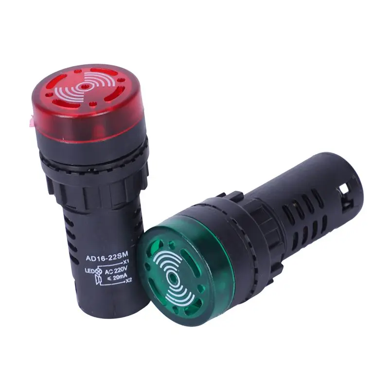 

2 шт. красный зеленый светодиодный звуковой сигнал индикатор светильник 22 мм AC 220 В AD16-22SM