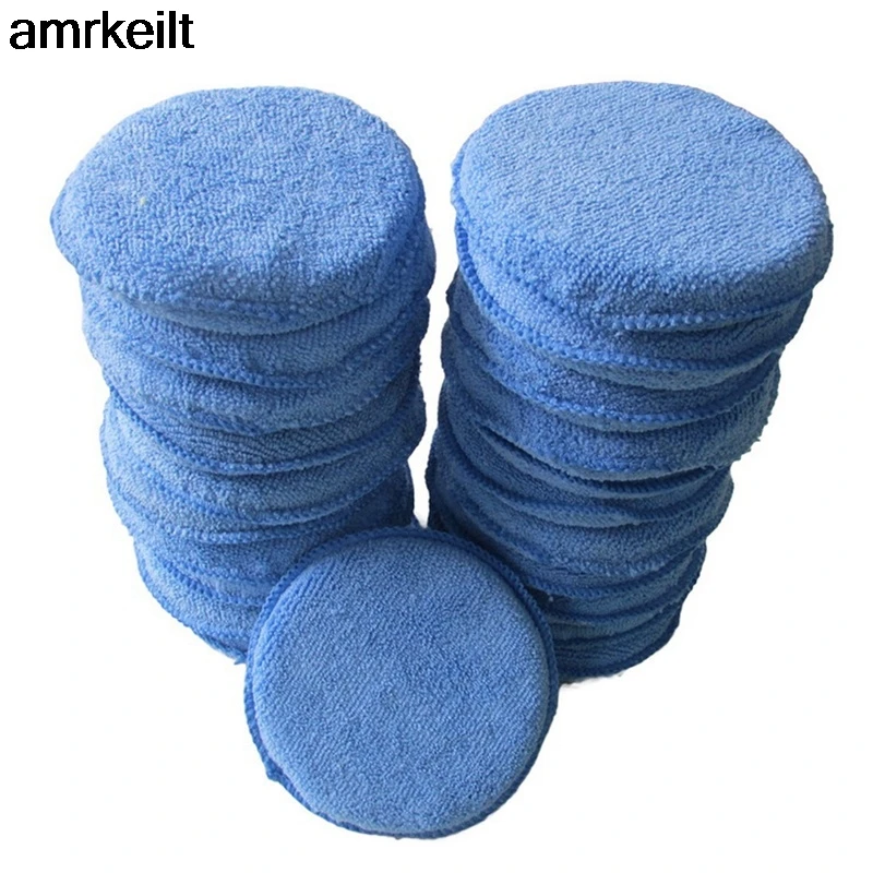 

2021 Hot 12cm Round Soft Microfiber Car Wax Applicator Pad Polishing Sponge for apply and remove wax Auto Care