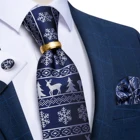 Темно-синие, белые, красные рождественские галстуки для мужчин 8 см, широкие шелковые галстуки с рисунком рождественской елки, набор галстуков, носовой платок, запонки, мужской подарок