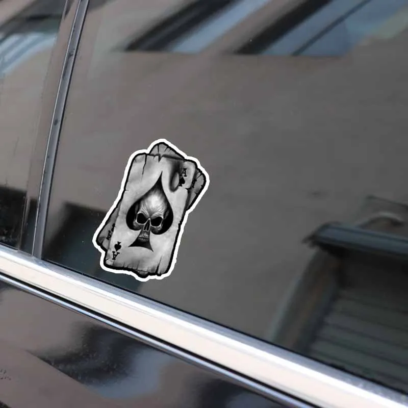 Алиауто. Наклейки для автомобиля "Червы Покера и Череп". Стильный автомобильный декор с отражающими свойствами, защита от солнца и УФ-излучения. Размер 7см*13см.