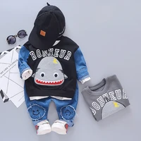 0 3y baby boy cotton clothing sets fashion children cartoon shark tops pants 2pcssets spring autumn formal toddler tracksuits