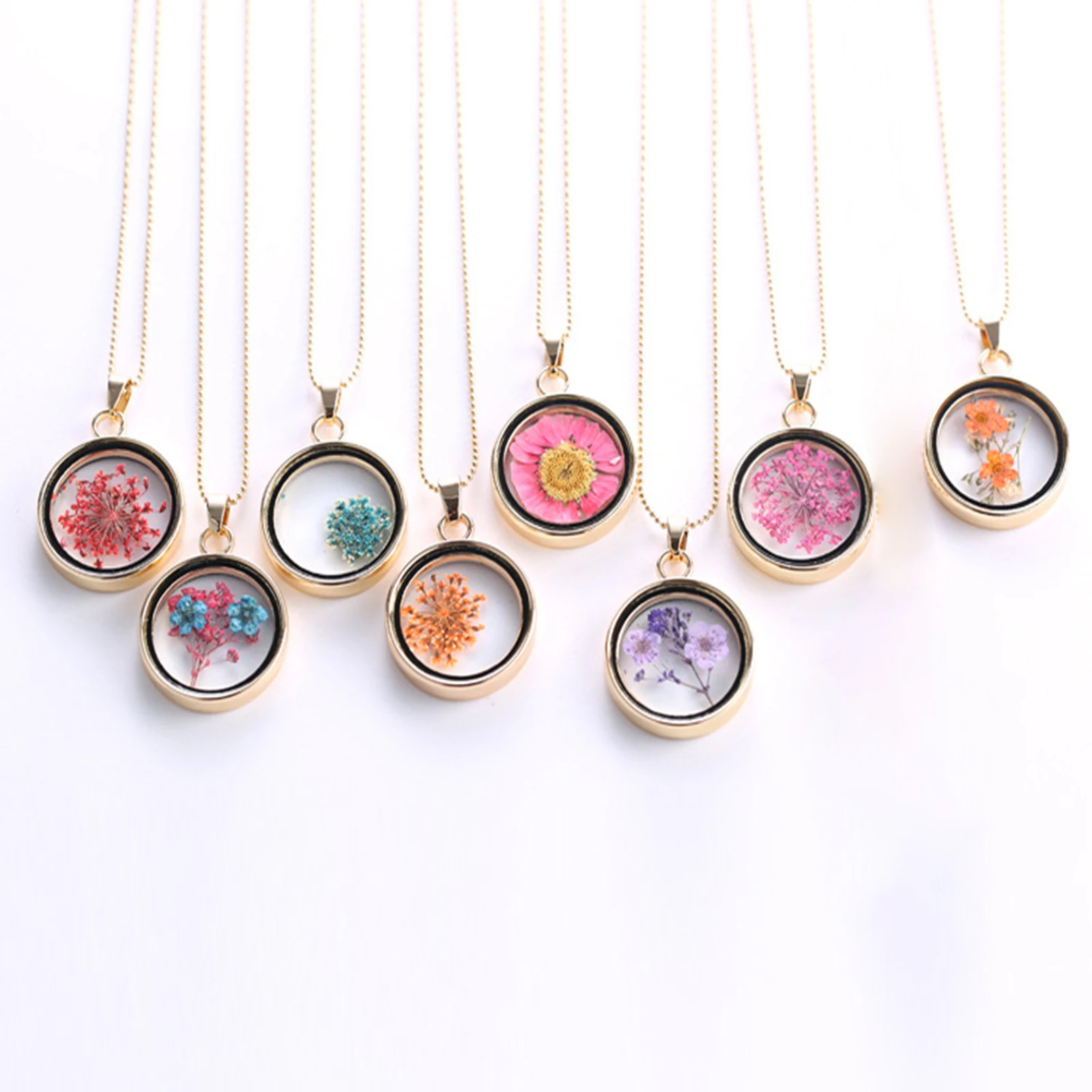 Круглое женское ожерелье подвеска в виде цветка золотого цвета цепочка для