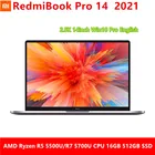 Ноутбук Xiaomi RedmiBook Pro 14 Ryzen AMD R5 5500UR7 5700U 16 ГБ 512 Гб PCIe SSD 2021 новый ноутбук Win10 Pro на английском языке