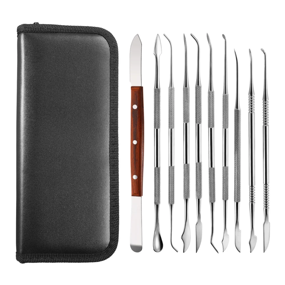 

Supvox Stainless Steel Wax Engraving Kit Wax Spatula Wax Carving Tool Set with Storage Bag (Black)