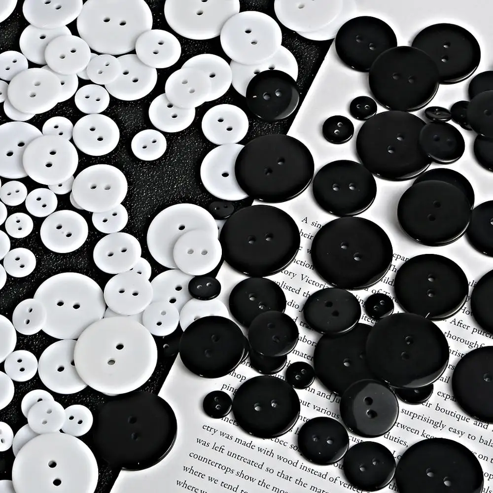 Белые и черные полимерные пуговицы для швейной одежды 30-100 шт. 9/10/15/18/20/23/25 мм | Дом