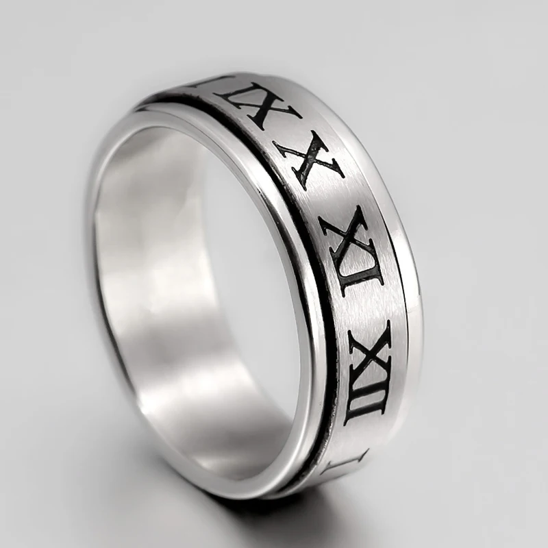 Мужское и женское кольцо из титановой стали с римскими цифрами 8 мм|Обручальные