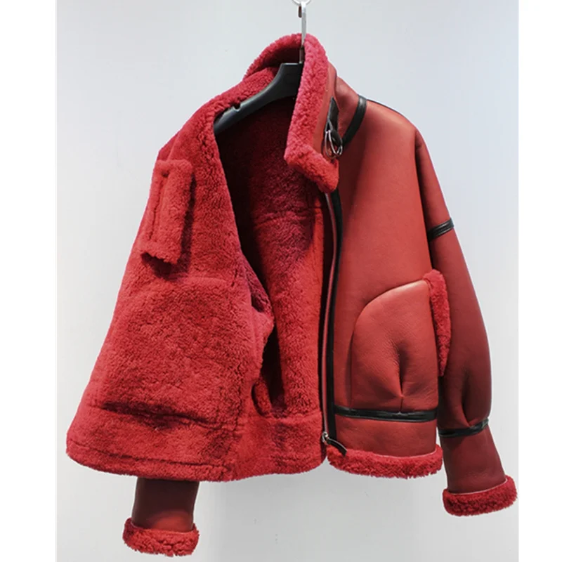 

New Winter 2020 Women Genuine Leather Jacket Superior quality Natural Merino Sheep Fur Jacket Real Leather Jacke large sizet