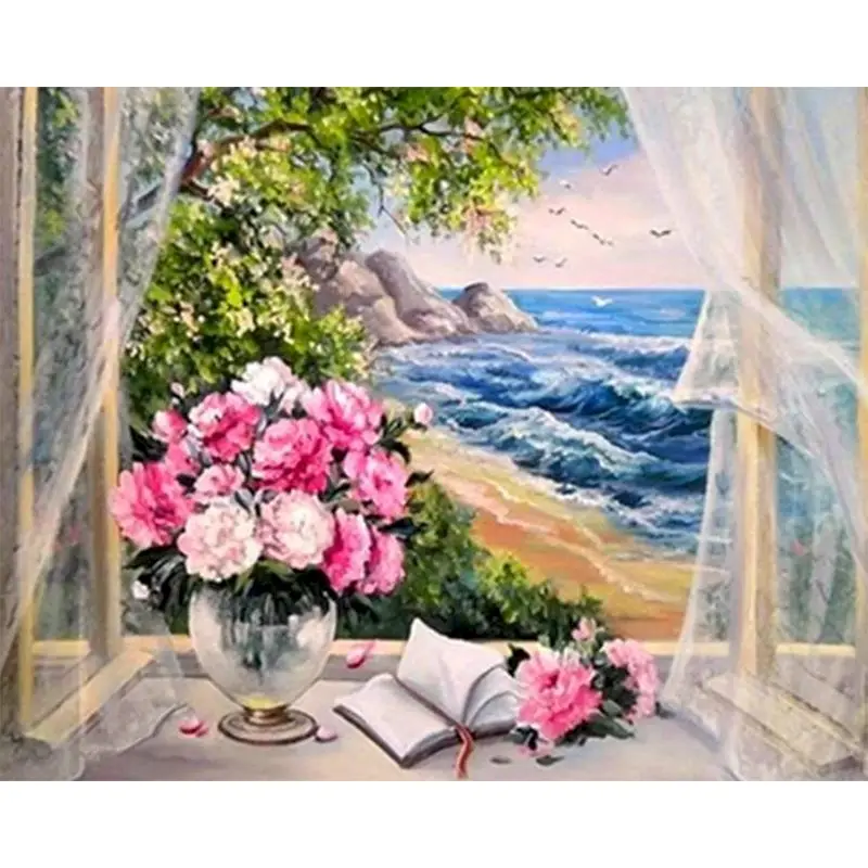

Gatyztory Frame Flower Paint By Numbers For Adults Kids Handpainted Oil Painting Canvas Drawing DIY Gift Wall Decor 60×75cm