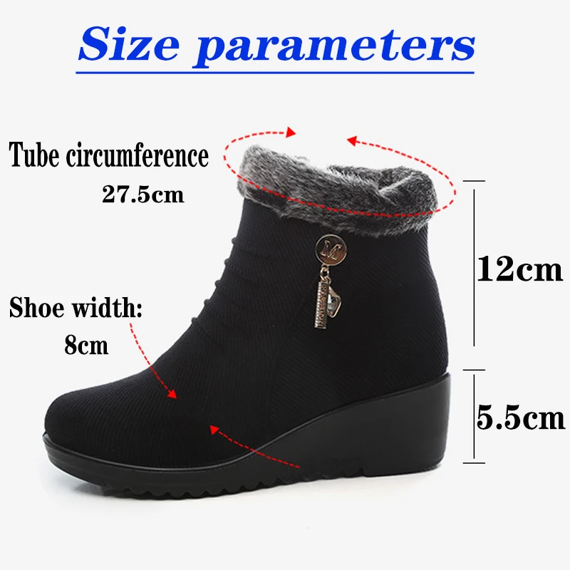 Middle-Aged and Elderly Women's Warm Cotton Shoes Snow Boots Winter Plus Velvet Warm Slope with Cloth Shoes Snow Boots
