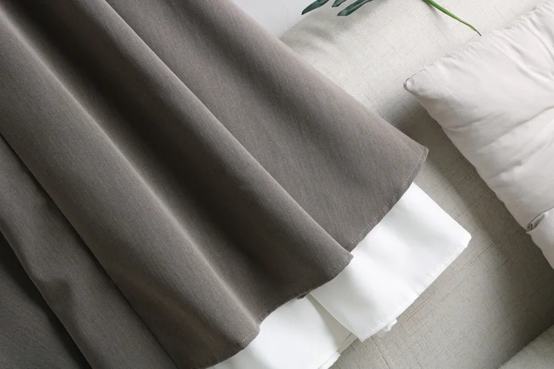 

Japan Style Autumn Women High Waist Skirt Literary Vintage Big Hem Buttons Patchwork Colors Mid-Length Skirt