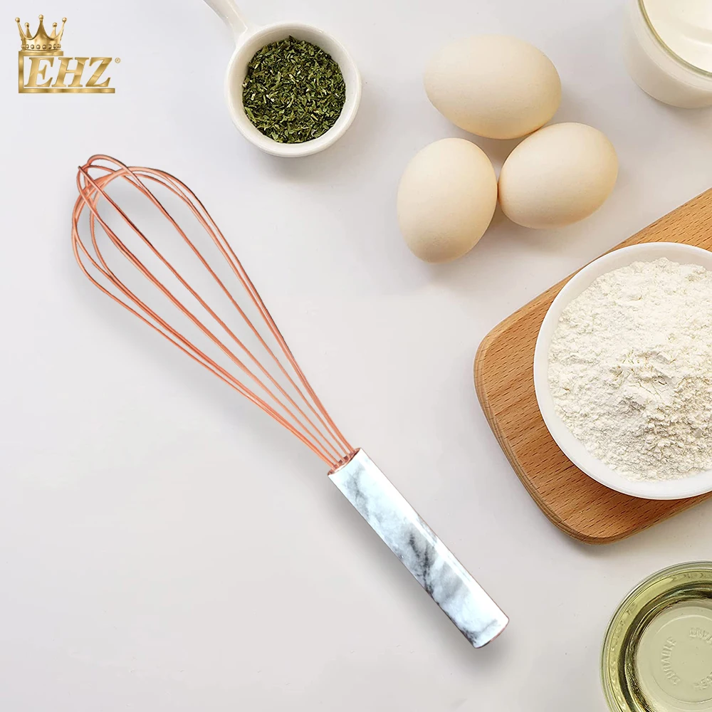 

Венчик EHZ для яиц, из нержавеющей стали, с покрытием из розового золота ручной смеситель, большого размера, практичная кухонная утварь для вы...