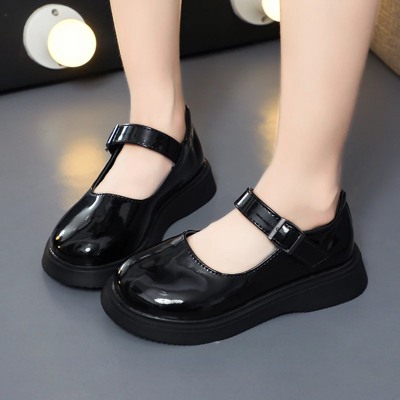 

New Girls Patent Leather Platform Shoes Black LOLITA Shoes Student Shoes Ankle-strap Mary Jane Shoes Princess Shoes for Girls