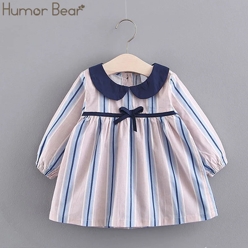 blue BT400B Humor Bear/Коллекция года, новое весенне-осеннее платье для маленьких девочек детская одежда Платья для малышей хлопковое платье в клетку с длинными рукавами Вечерние платья для маленьких девочек - Цвет: blue BT400B