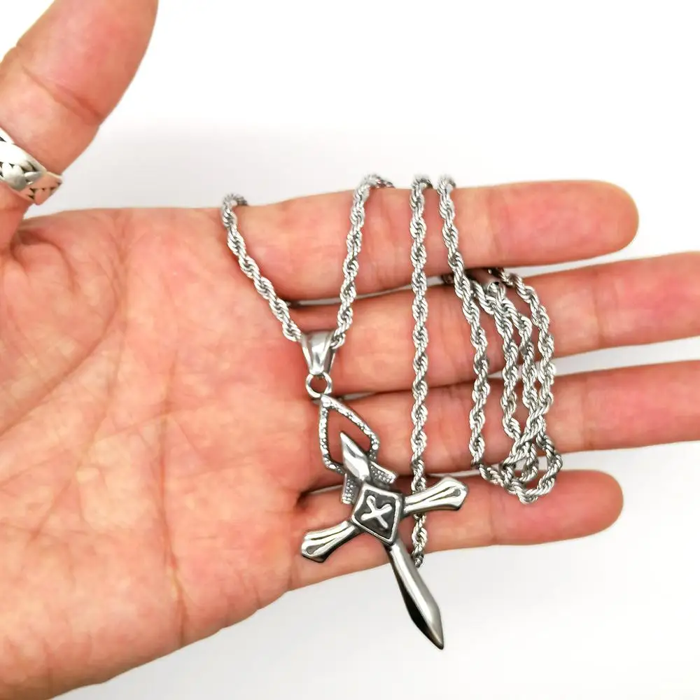 Хип хоп Дева Святого меча крест кулон ожерелье в стиле панк готика Байкер из
