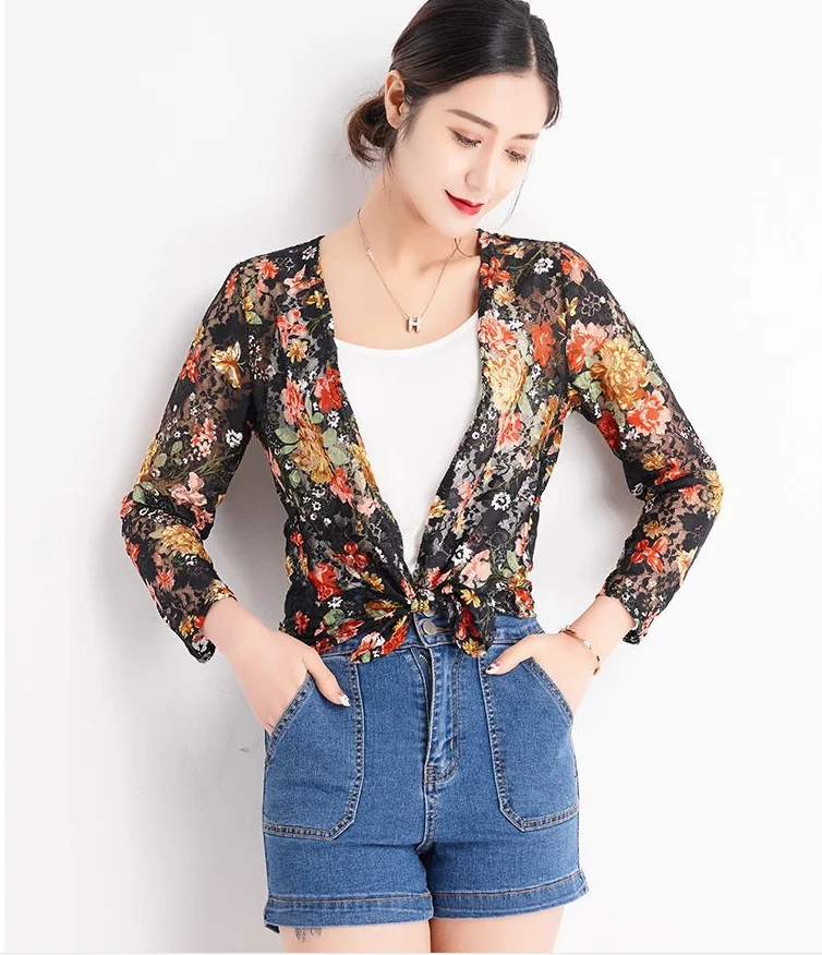 Женская рубашка с защитой от солнца Новинка лета 2019 кружевной кардиган уличная