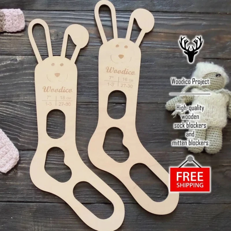 

Wooden Hollow Rabbit Handmade Hand Knitting Socks Blocker Stretchers Sock Model Xmas Mother's Day Accessories Gift