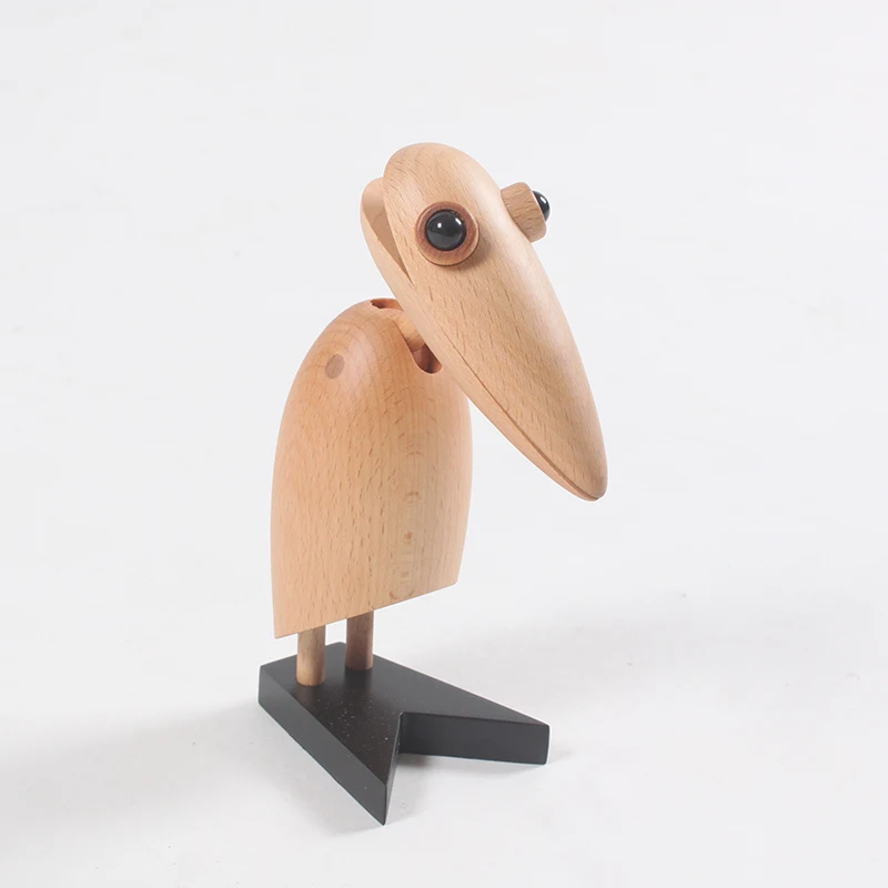 Beech Wood H18CM Дятел украшения Дания древесный креативный офисный Рабочий стол имя карты клип ручной кукольный животное декоративные изделия для мебели подарок - Цвет: Beech Wood H18CM
