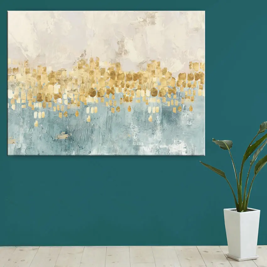 Абстрактные золотые деньги морская волна Картина маслом на холсте плакат