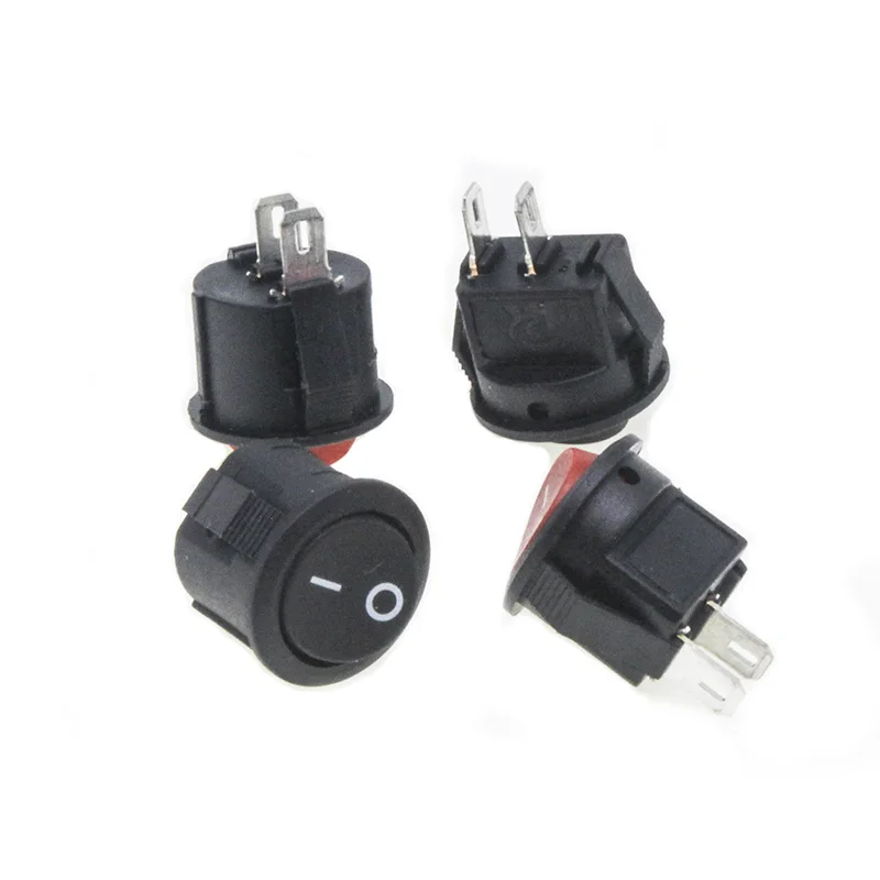 20 pcs/lot KCD1-105 16mm 2 Pin 250V 3A Boat Switch Snap-in SPST ON OFF Mini Round Rocker switch Position copper feet