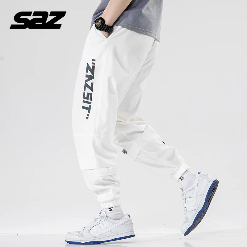 

SAZ 2021 Spring Pants Men Stacked Weatpants Fashion Sweatpants Pants Men Joggers Korean Wtreetwear Harem Trousers