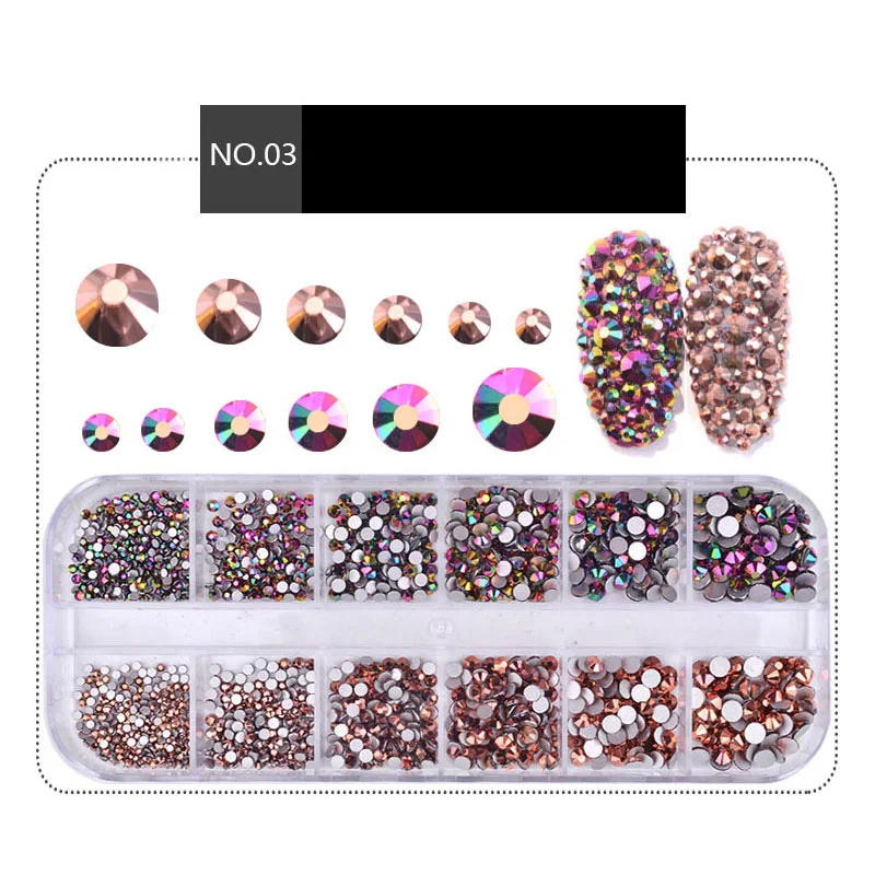 1 коробка многоразовые стеклянные стразы смешанные цвета плоский задник AB