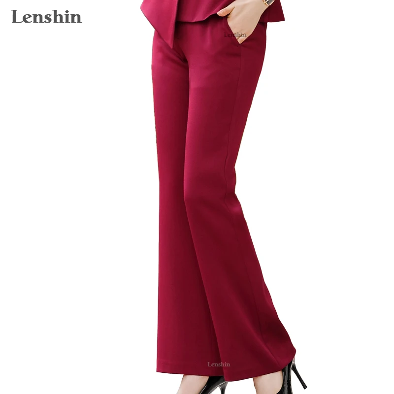 Женские расклешенные брюки Lenshin летние рабочие полной длины облегающие офисные