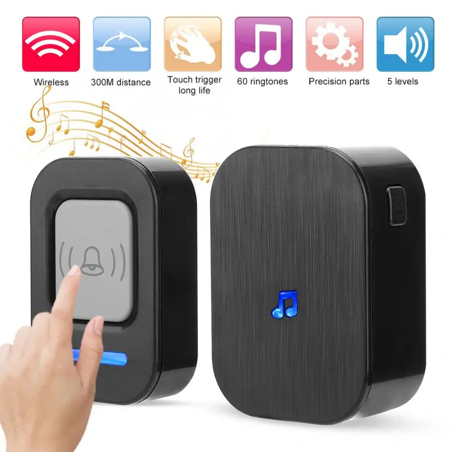 Домашний Беспроводной дверной звонок 984.3ft музыкальный на большое расстояние