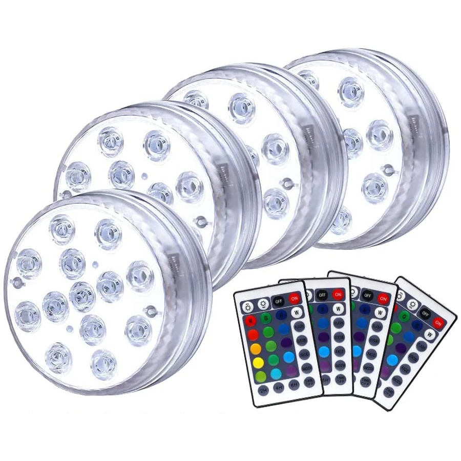 Погружной RGB светильник для бассейна 13 светодиодов питание от батарейки ночник