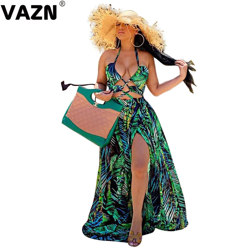 Выходное шифоновое платье макси с открытой спиной и лямкой на шее|Женские платья|