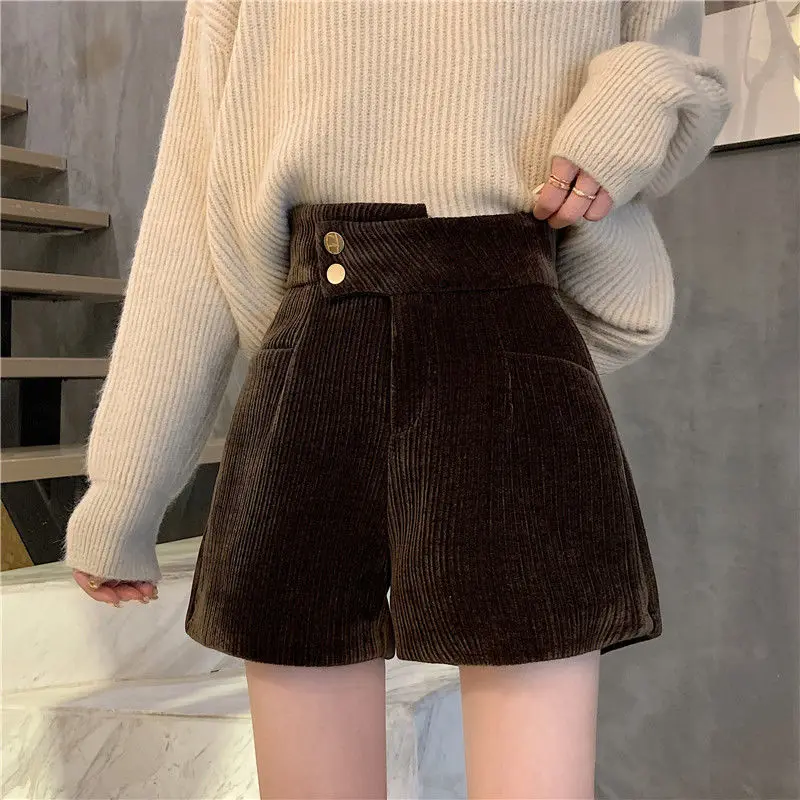 Wide Leg Boots Pants Autumn Wnter Pants 2021 New Korean Version Of The High Waist Loose Slim Shorts Thickened Casual Pants M558