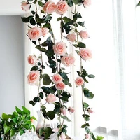 2meter rose flower rattan artificial flower vine for wedding decoration wall hanging deco fake plants rose wreath garland
