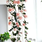 Цветок розы лоза искусственный цветок для дома поддельные листья растения гирлянда романтический дом Настенный декор свадебное украшение