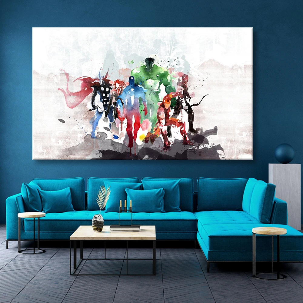 

Marvel Super Heroes Avengers Retro Posters And Print Canvas Painting Wall Art Large Comics Picture Living Room Nordic Home Decor