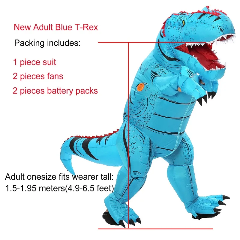 Adult New Blue JYZCOS надувной костюм для детей и взрослых костюм динозавра нарядное платье динозавра из мультфильма костюм T-Rex карнавальный костюм - Цвет: Adult New Blue