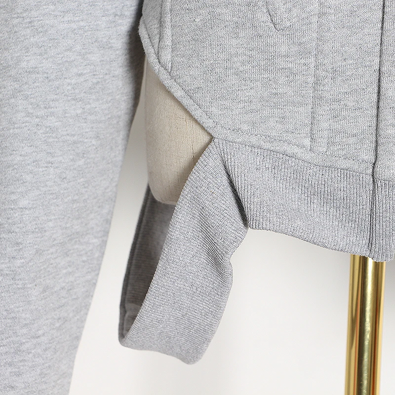

TWOTWINSTYLE Hollow Out Casual Sweatshirt For Women Hooded V Neck Long Sleeves Sweatshirts Female 2020 Spring Fashion New