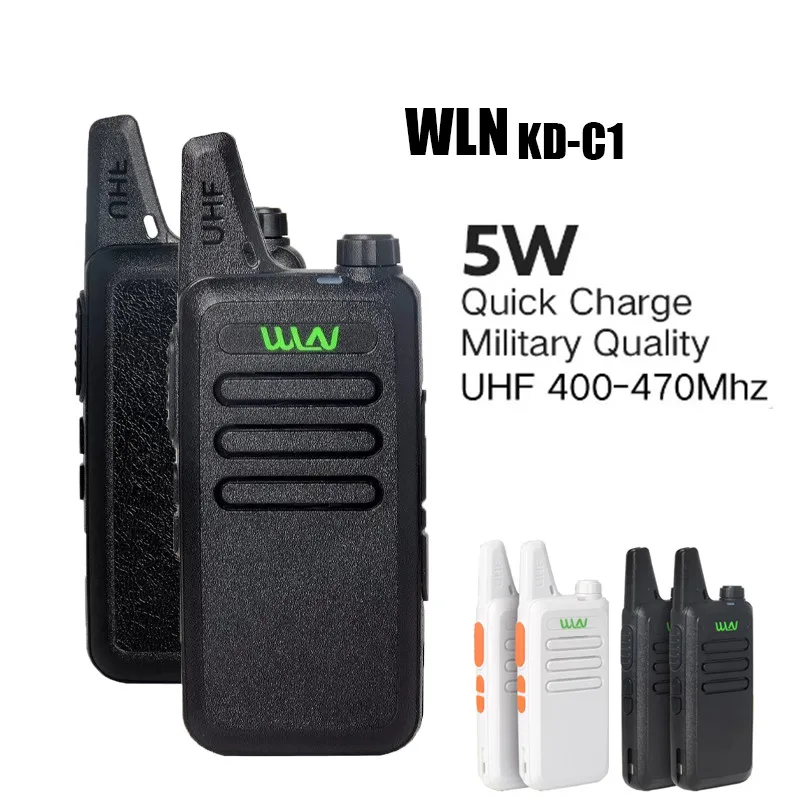 

2PCS WLN KD-C1 Walkie Talkie UHF 400-470 MHz 16 Channel MINI Handheld Transceiver KD C1 Two Way Radio Ham Communicator Radio