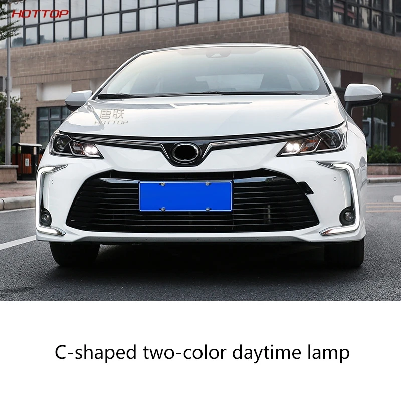 C dual color lamp ABS черный дневной ходовой светильник Дневной светильник светодиодный для Toyota Corolla - Цвет: C dual color lamp