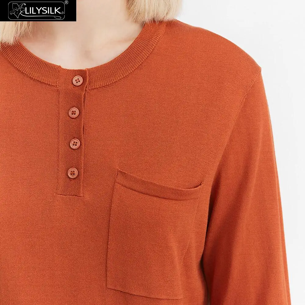 LilySilk шикарная женская футболка с воротником стойкой| |