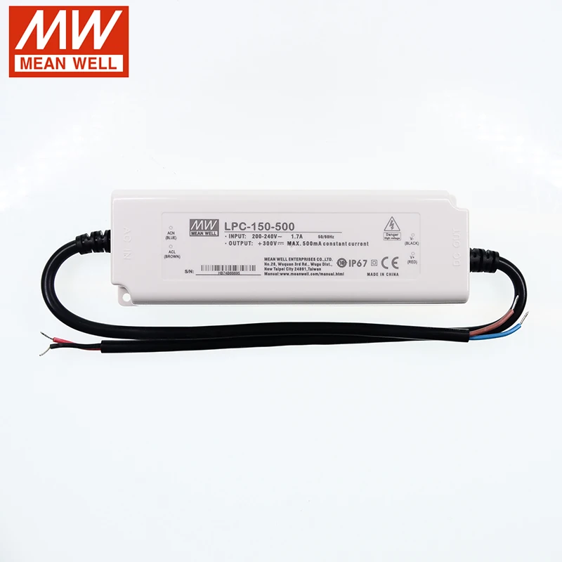 LPC 150 500 MEAN WELL импульсный источник питания мА 300 ~ В постоянного тока Вт IP67
