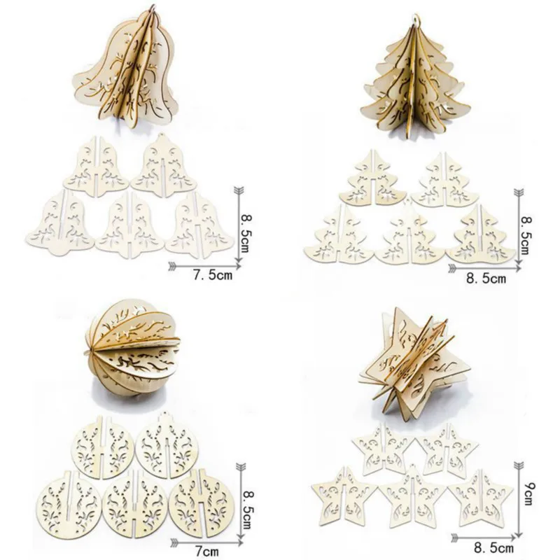 5 звёздочек деревянные украшения для рождественской елки дома полые
