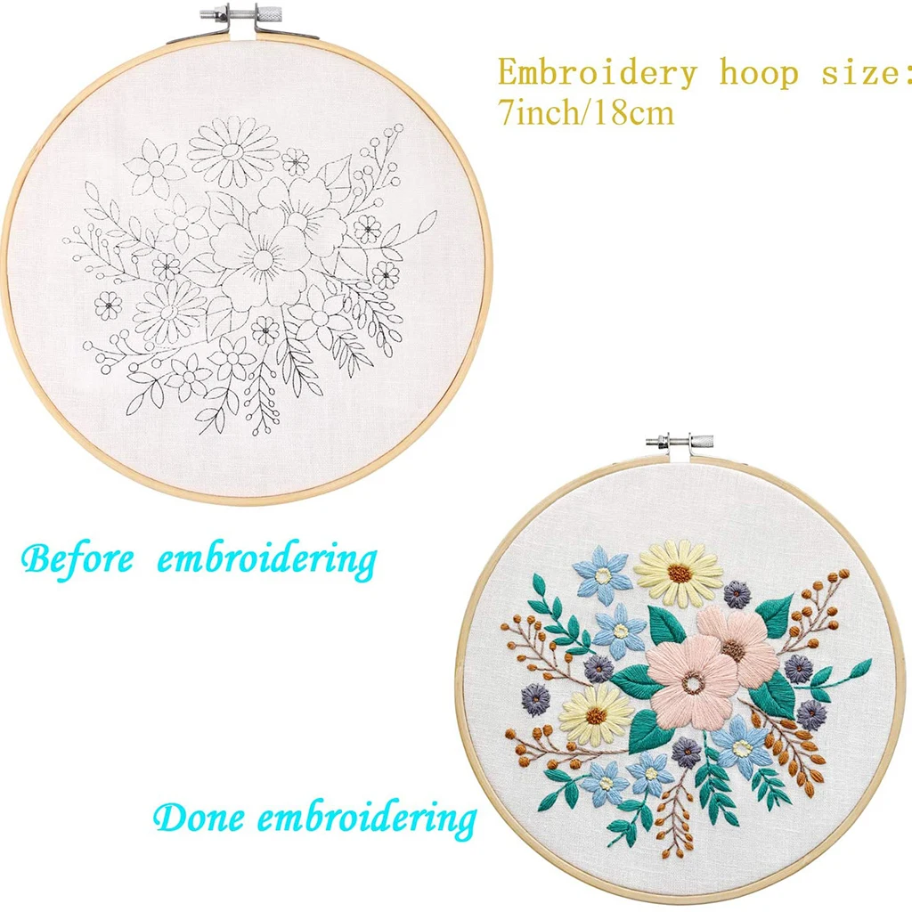 

Accurate Cross Stitch Kit Flower Pattern DIY Embroidery Starter for Adults Kids Home Decoration