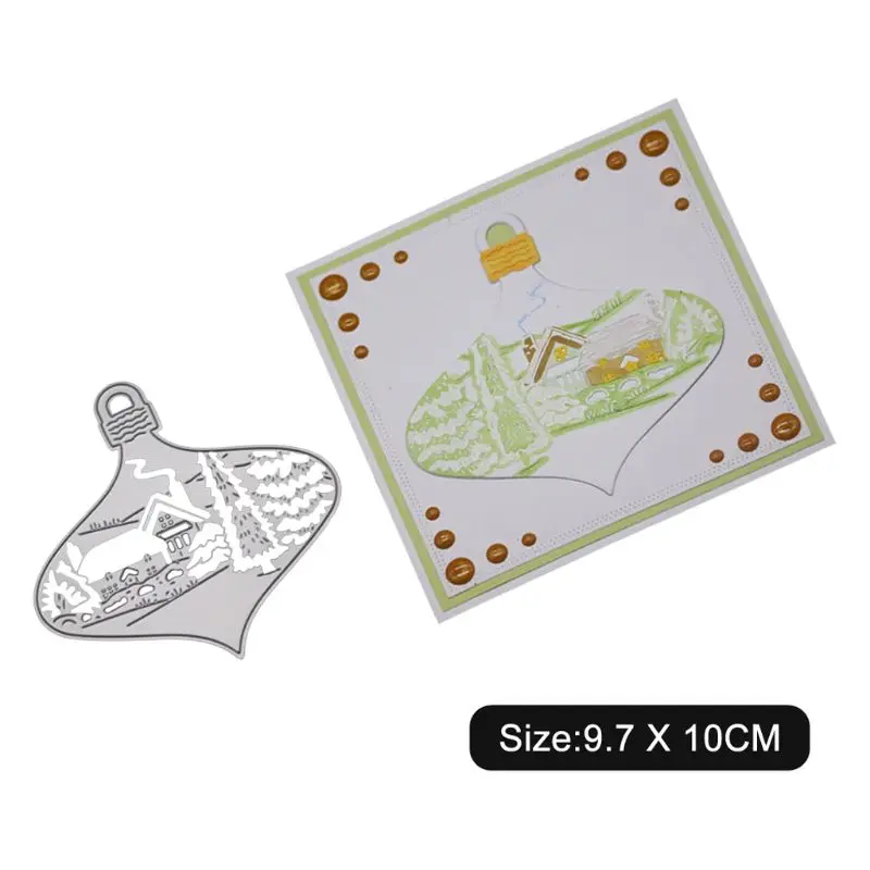 Новогодняя елка с домиками металлическая прорезной трафарет для окраски DIY