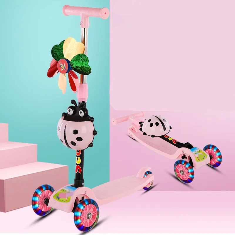 Folding Children's Scooter PU Flash Wheel Baby Taxi Mother and Child Gift Scooter Trikes  Ride on Toys