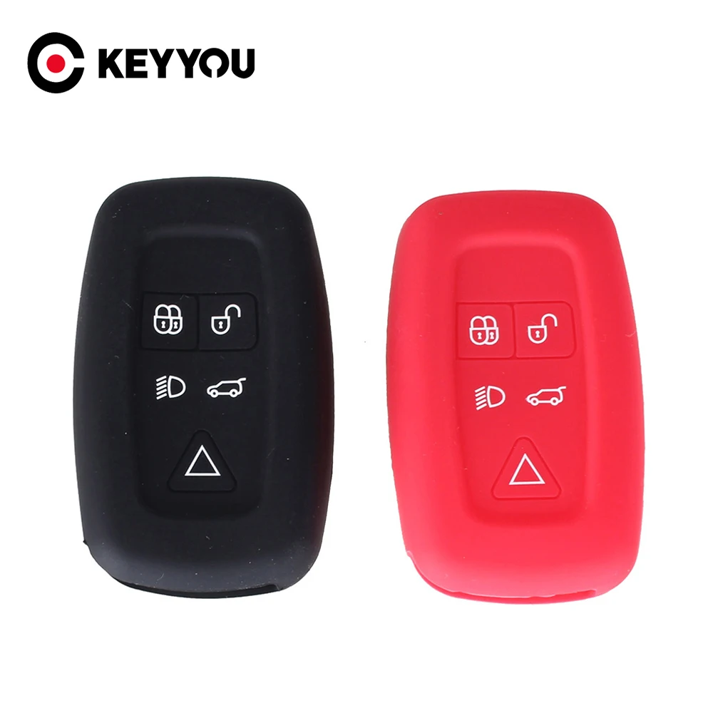 

KEYYOU For Land Rover Discovery 4 For Range Rover Silicone Cover Smart Remote Key Case 5 Button