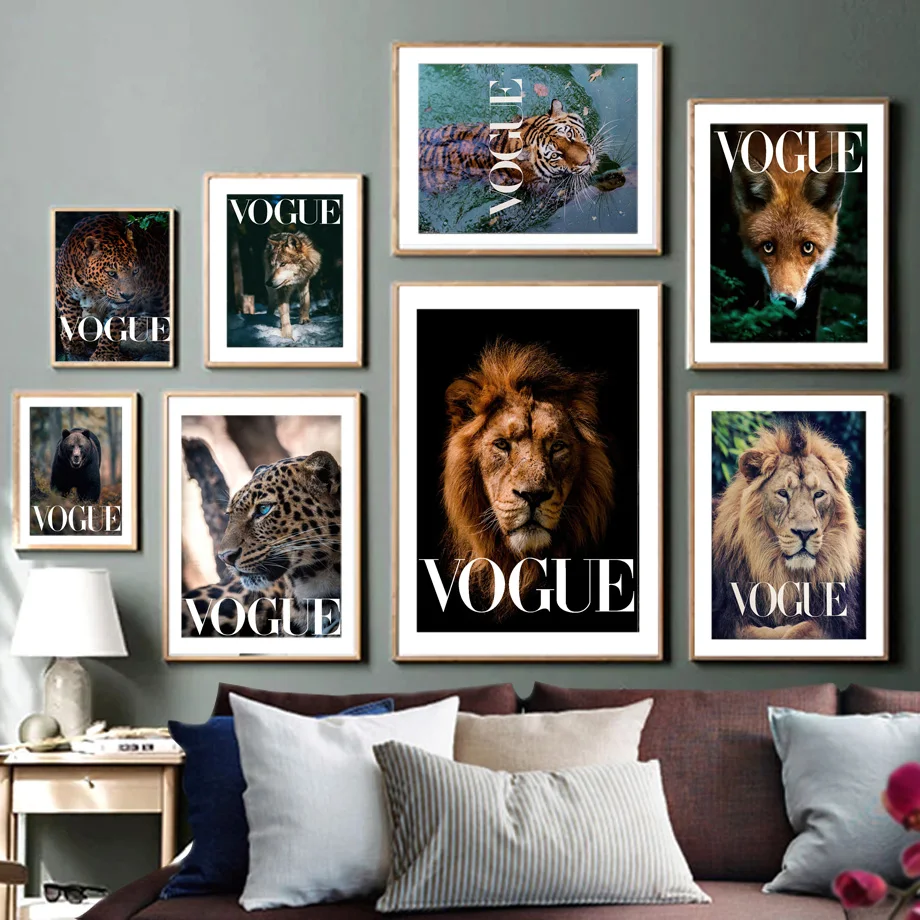 

Jungle Animals Vogue Fox Lion Tiger Cougar Bear Wall Art Canvas Painting Posters And Prints Living Room Nordic Style Decoration