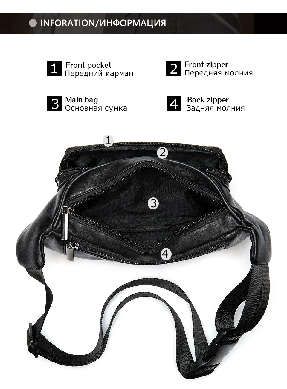 WESTAL Sheep Genuine Leather Men's Waist Bags Belt Men Waist Pack Male Fanny Pack Black Small Hip/Bum Bag Leather Waist Bag 8917